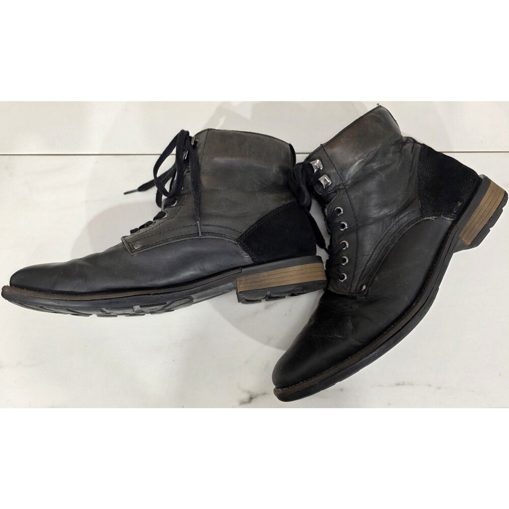Alfani Black Leather Utility Boots Mens 10 M Lace Up Chukka Casual Office Indie